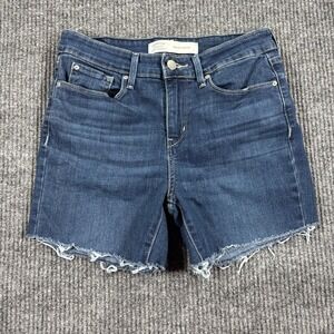 Signature Levi Strauss Denim Shorts Womens 6M Blue Raw Hem Mid Rise